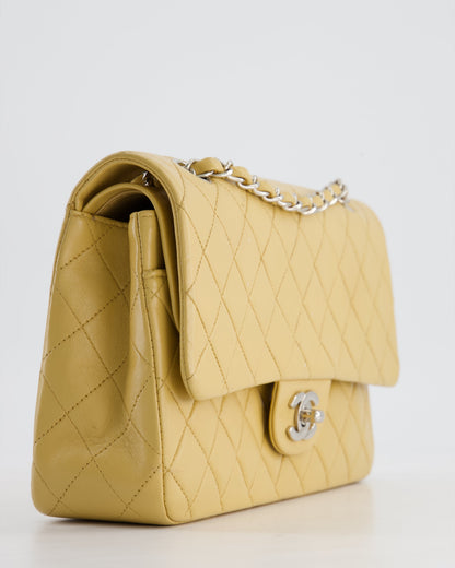 Chanel Vintage Beige Classic Medium Double Flap Bag in Lambskin Leather with Silver Hardware