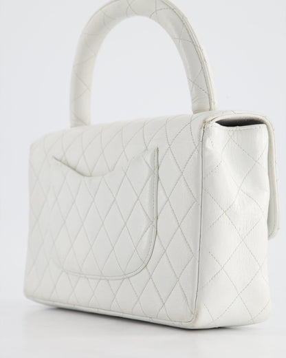 Chanel Vintage White Matelasse Leather Top Handle Bag with 24K Gold Hardware