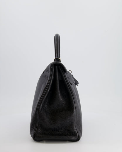 Hermès Kelly Retourne 32cm Bag in Black Clemence Taurillon Leather with Palladium Hardware