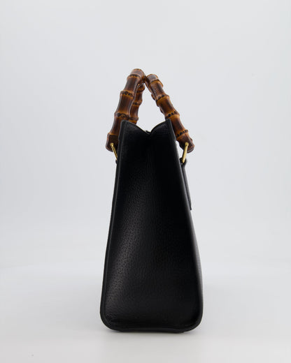 Gucci Black Diana Medium Tote Leather Bag with Shiny Antique Gold Hardware & Bamboo Handle RRP £3,170