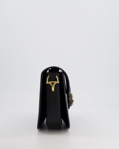 Gucci Horsebit 1955 Black Leather Medium Shoulder Bag with Gold Hardware RRP £2,650