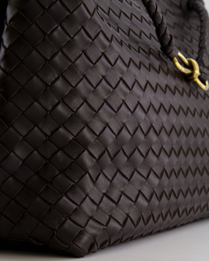 Bottega Veneta Fondant Andiamo Large Intrecciato Leather Top Handle Bag with Sliding Cross-Body and Gold Knot Hardware RRP £6,090