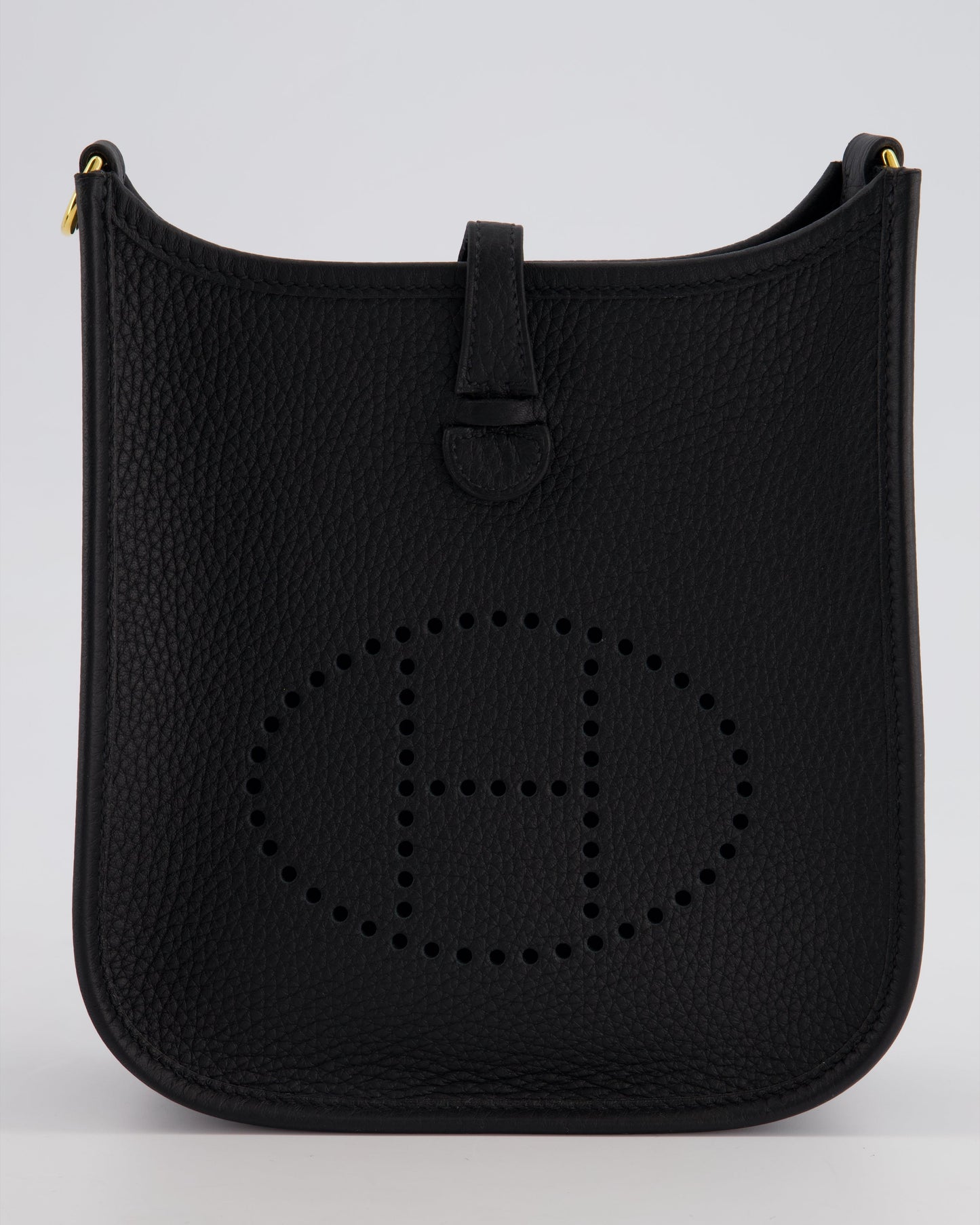 Hermès Mini Evelyne 16 Bag in Noir Clemence Leather with Gold Hardware