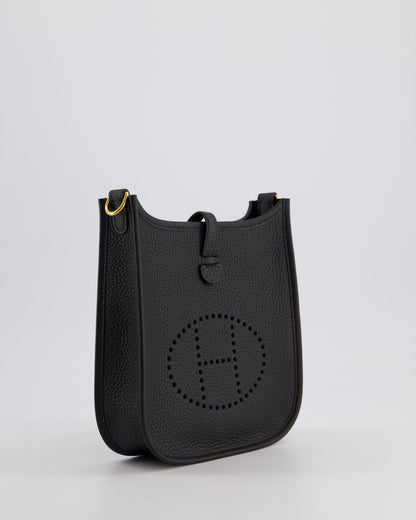 Hermès Mini Evelyne 16 Bag in Noir Clemence Leather with Gold Hardware