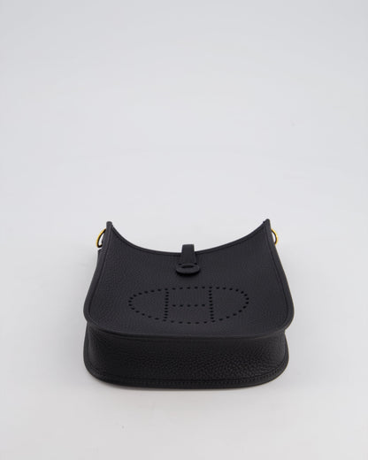 Hermès Mini Evelyne 16 Bag in Noir Clemence Leather with Gold Hardware