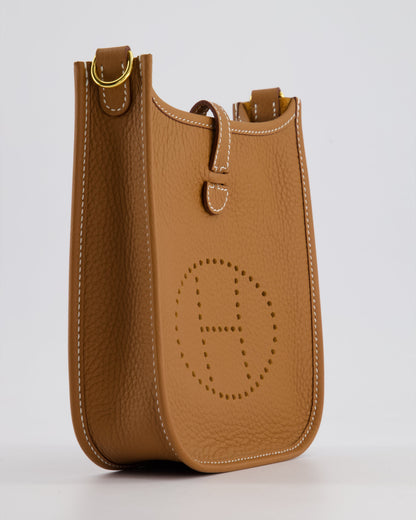 Hermès Mini Evelyne 16 Bag in Gold Clemence Leather with Gold Hardware