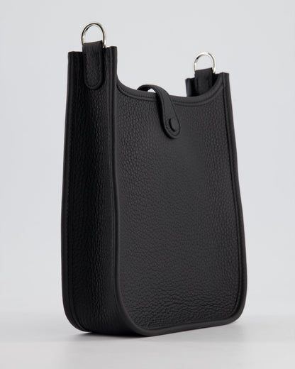 *HOT* Hermès Mini Evelyne 16 Bag in Noir Clemence Leather with Palladium Hardware