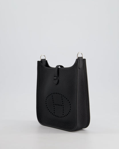 *HOT* Hermès Mini Evelyne 16 Bag in Noir Clemence Leather with Palladium Hardware