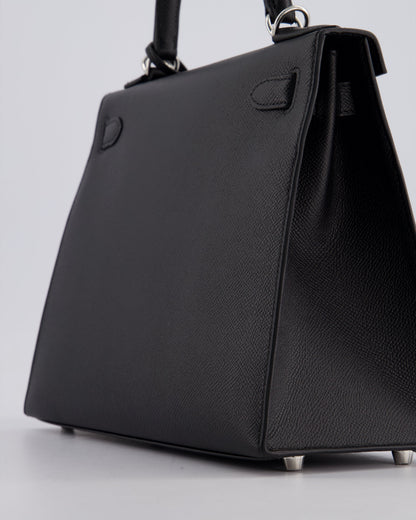 *HOT* Hermès Kelly Sellier 28cm Bag in Noir Epsom Leather with Palladium Hardware