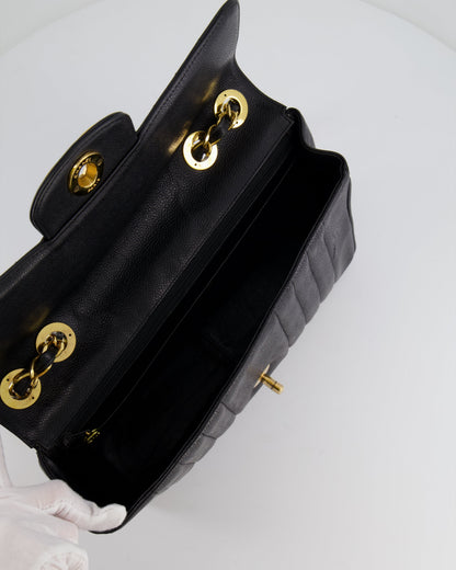 Chanel Vintage Black Mademoiselle XL Single Flap Bag in Grained Leather with 24k Gold Hardware