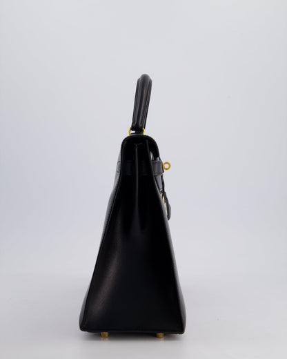 Hermès Vintage Kelly 32cm Sellier Bag in Noir Box Calf Leather with Gold Hardware
