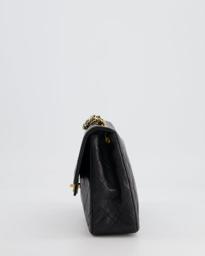 Chanel Vintage Black Small Square Single Flap Bag in Lambskin Leather with 24K Gold Hardware