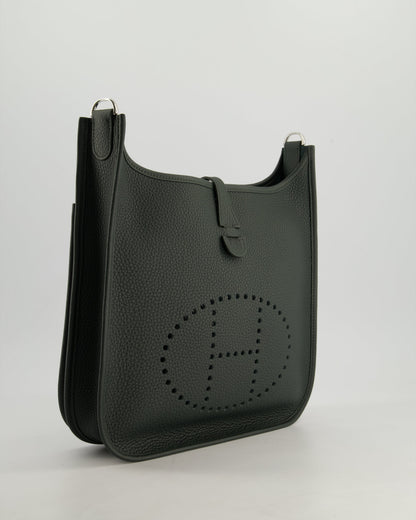 *HOT* Hermès Evelyne III 29cm Bag in Vert Mangrove Clemence Leather with Palladium Hardware