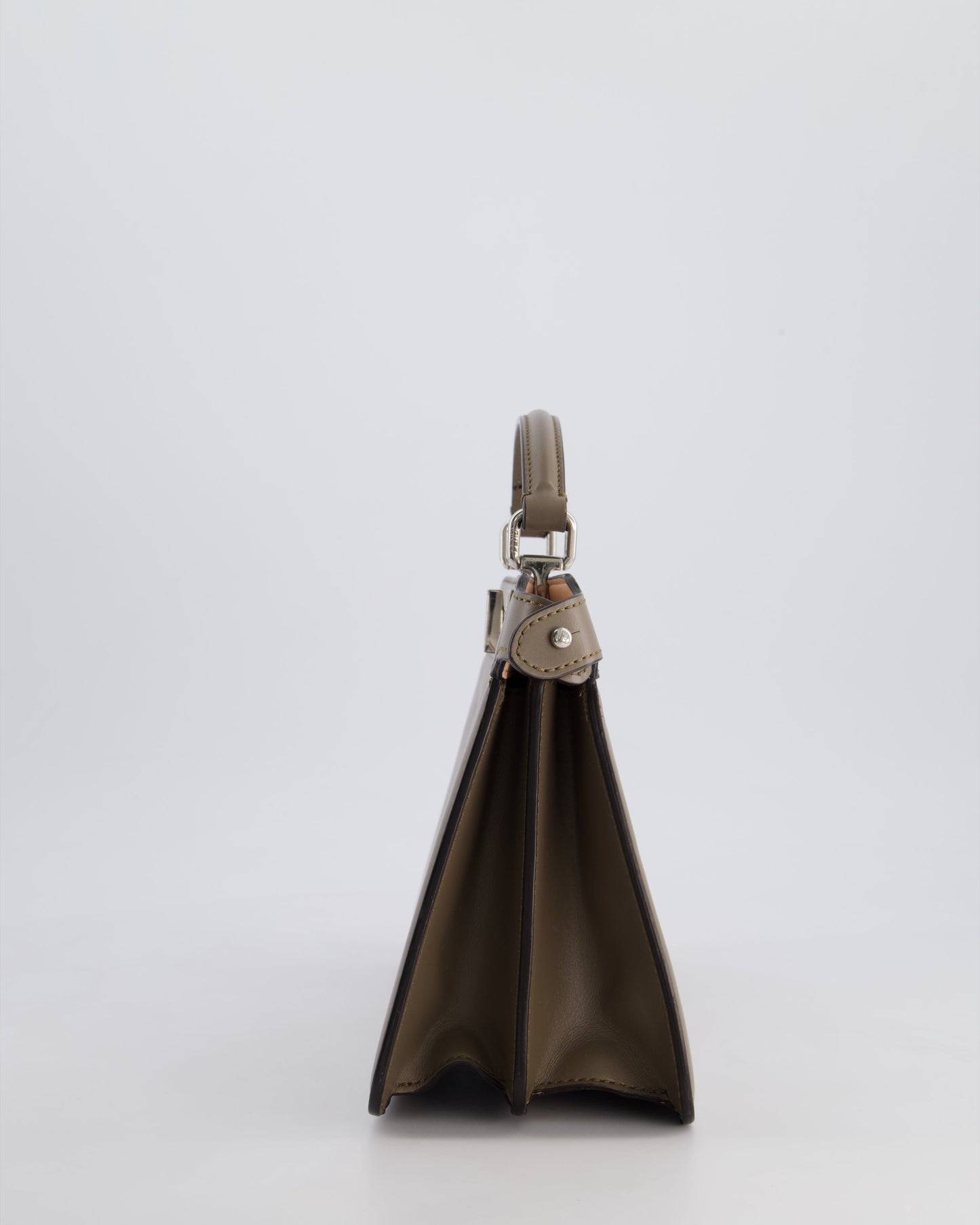 Fendi Light Brown With Pink Interior Leather Small Peekaboo Bag with Silver Hardware
