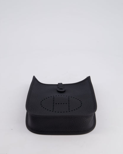 Hermès Mini Evelyne 16 Bag in Noir Clemence Leather with Palladium Hardware