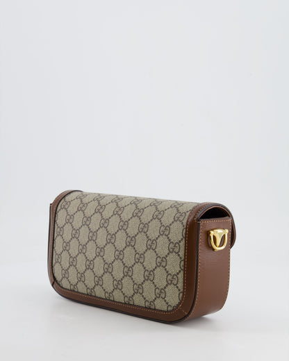 Gucci Beige and Brown Leather Horsebit 1955 Small Shoulder Bag with Gold Hardware RRP £2,130