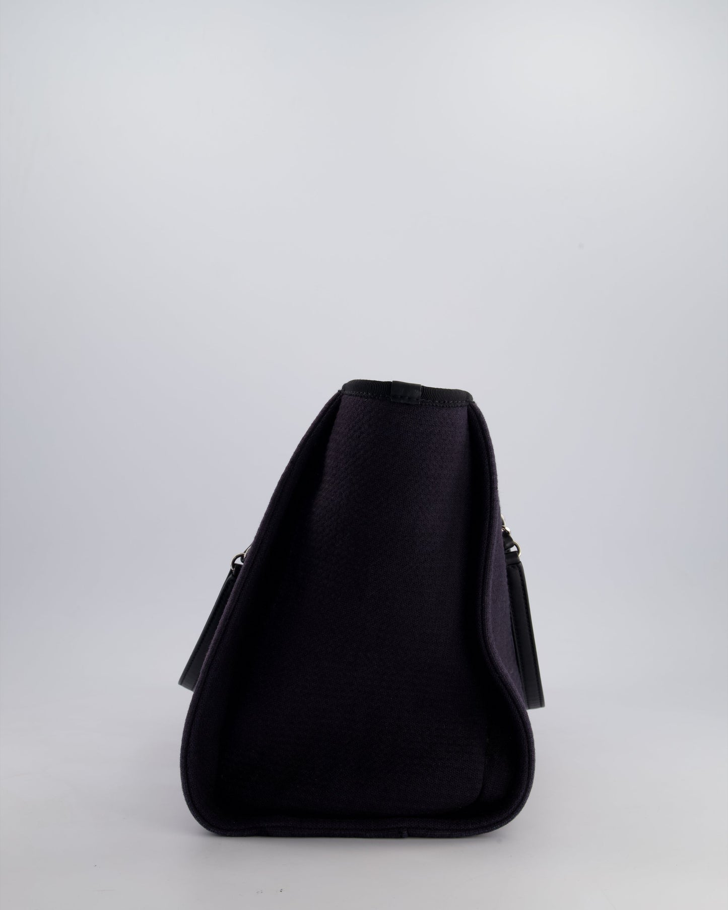 Chanel Black Small Canvas Deauville Tote Bag with Silver Hardware