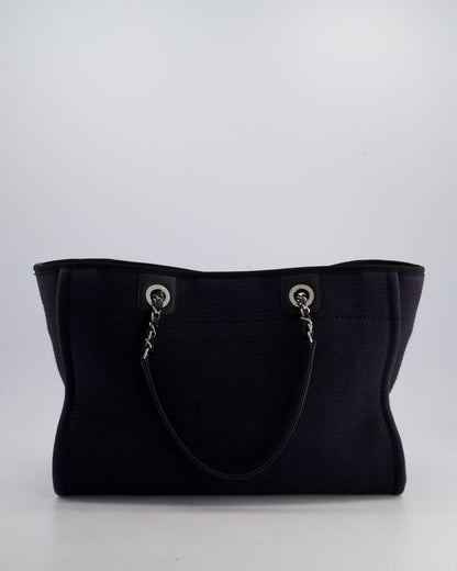 Chanel Black Small Canvas Deauville Tote Bag with Silver Hardware