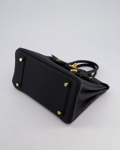 *SUPER RARE* Hermès Birkin 25 Retourne Bag in Noir Togo Leather with Brushed Gold Hardware