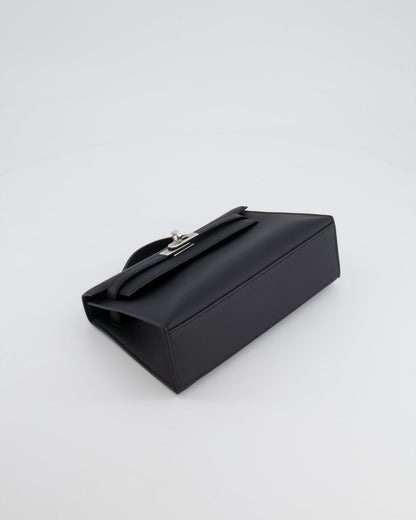 *RARE* Hermès Mini Kelly Pochette Bag in Black Swift Leather with Palladium Hardware