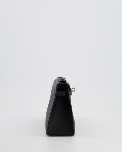 *RARE* Hermès Mini Kelly Pochette Bag in Black Swift Leather with Palladium Hardware