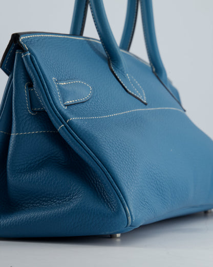 *COLLECTORS* Hermès Birkin JPG Bag in Bleu Jean Clemence Leather with Palladium Hardware