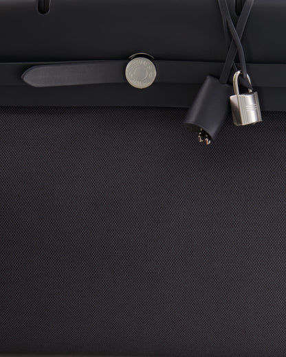 Hermès Herbag 39 Messanger in Ardoise Toile Canvas and Vache Hunter Leather with Palladium Hardware