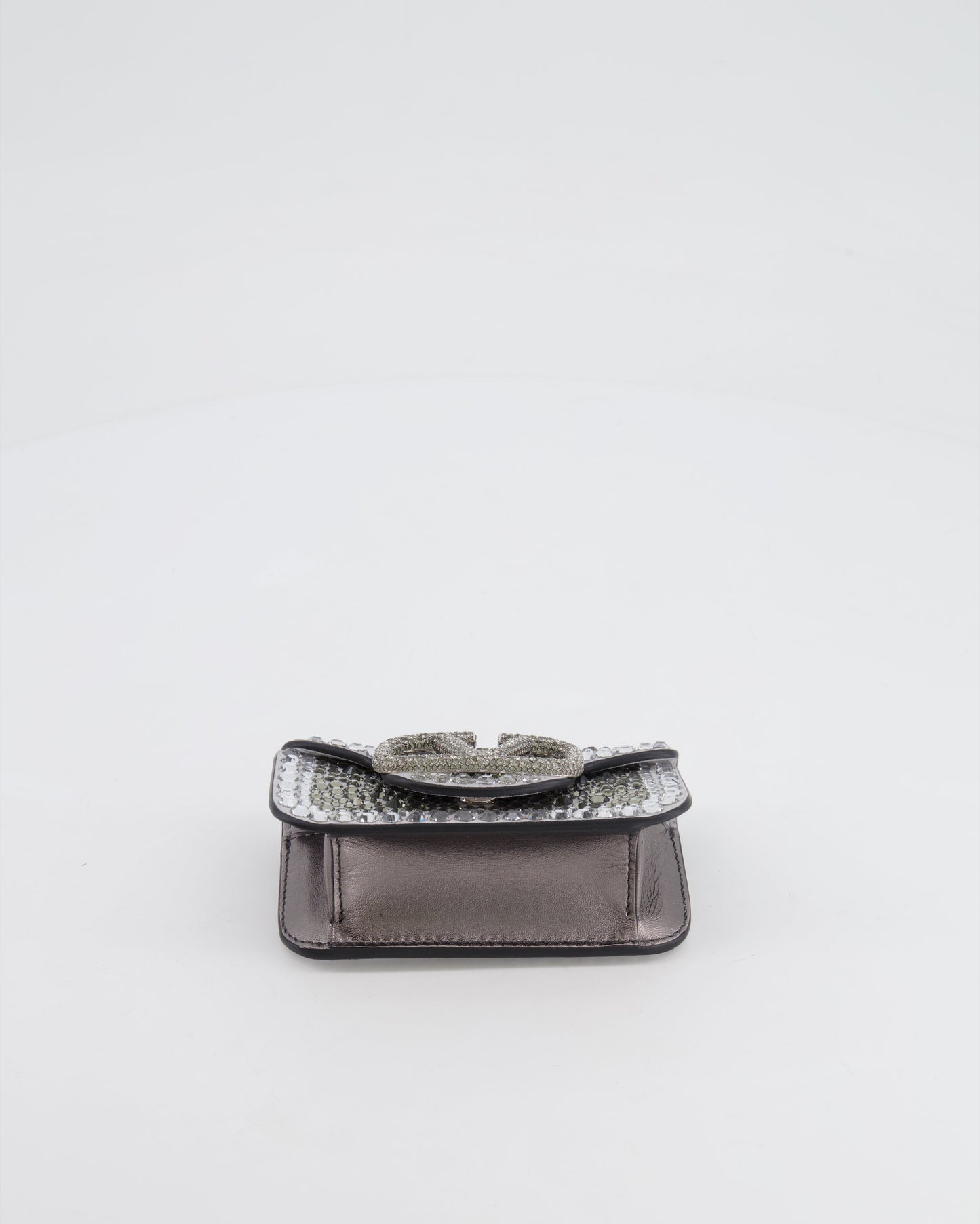 Valentino Silver Micro Logo Chain Bag with Rhinestones and Silver Hardware RRP £2,000