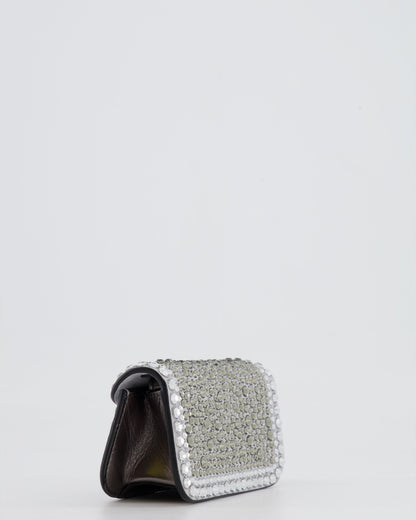 Valentino Silver Micro Logo Chain Bag with Rhinestones and Silver Hardware RRP £2,000