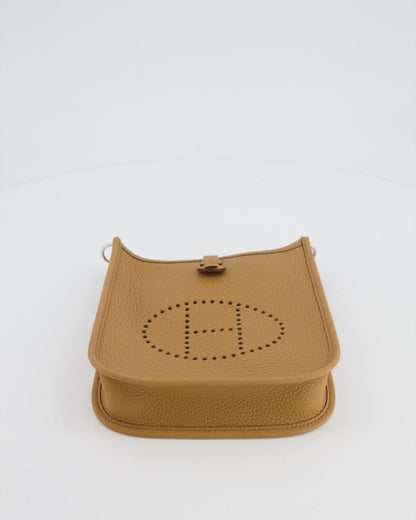 Hermès Mini Evelyne 16 Bag in Biscuit Clemence Leather with Palladium Hardware