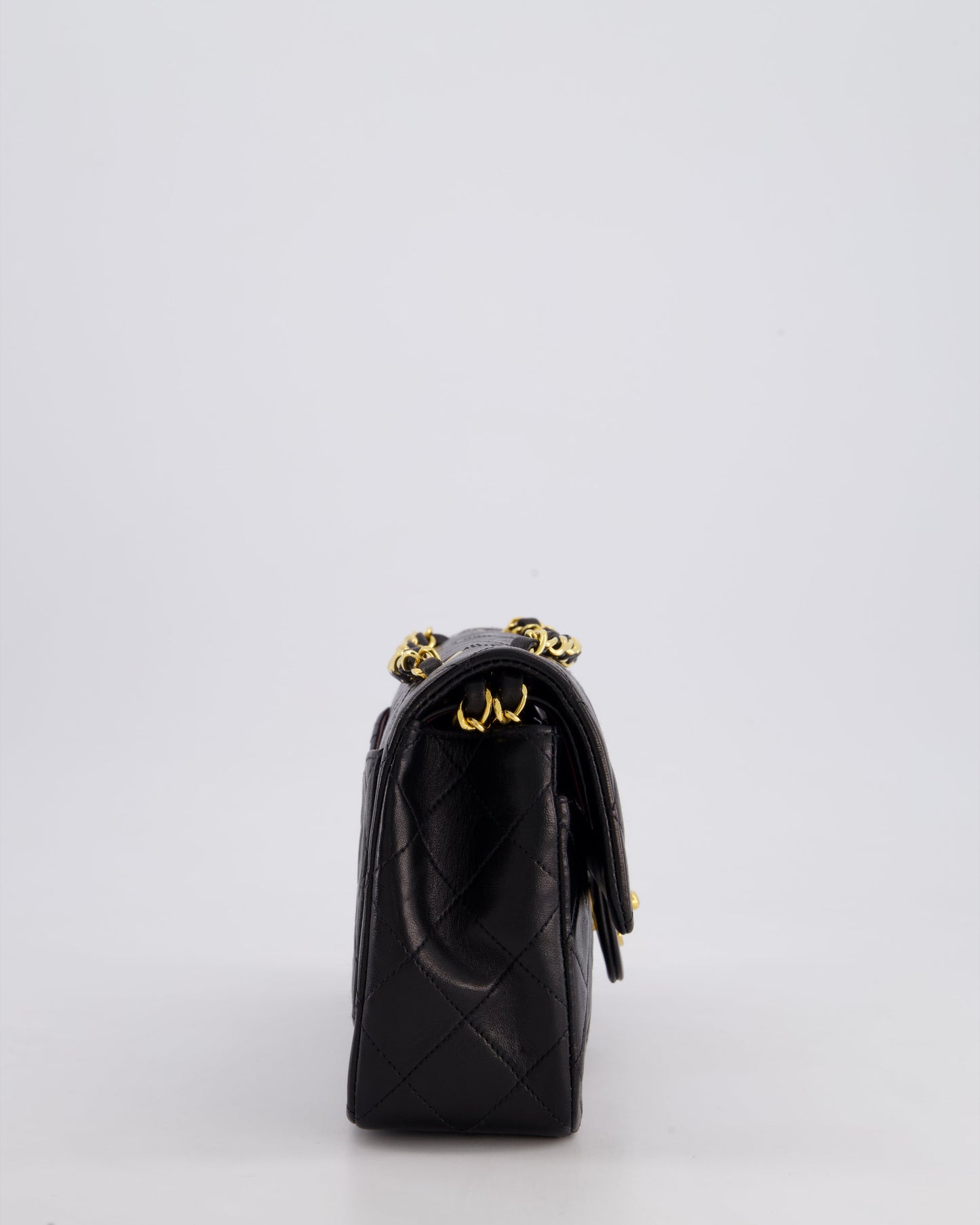 Chanel Vintage Black Medium Classic Double Flap Bag in Lambskin Leather with 24k Gold Hardware
