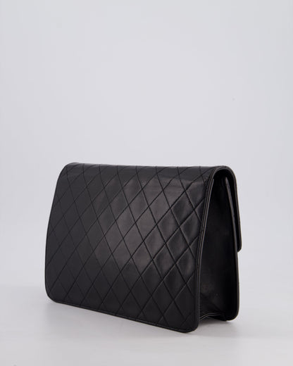 Chanel Vintage Black Medium Single Flap Bag in Lambskin Leather with 24K Gold Hardware