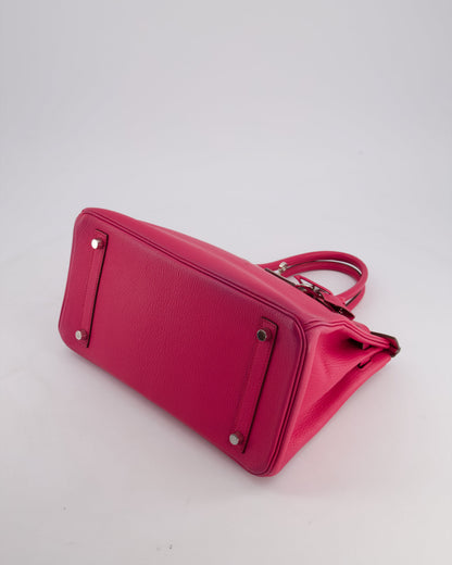*HOT* Hermès Birkin Bag 30cm Retourne in Rose Shocking Chèvre Mysore Leather with Palladium Hardware
