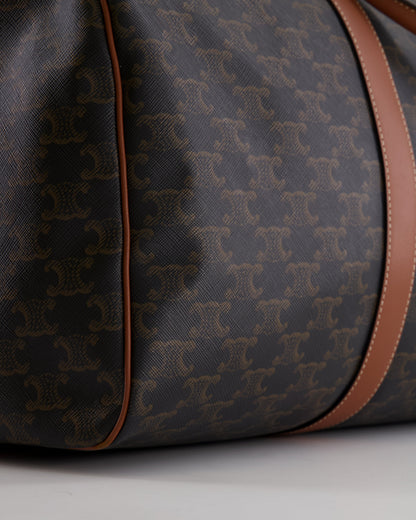 Céline Brown Triomphe Large Travel Bag in Canvas and Calfskin with Gold Hardware RRP £1,950
