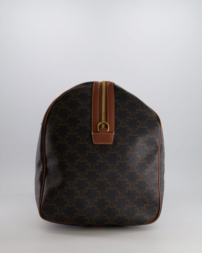 Céline Brown Triomphe Large Travel Bag in Canvas and Calfskin with Gold Hardware RRP £1,950