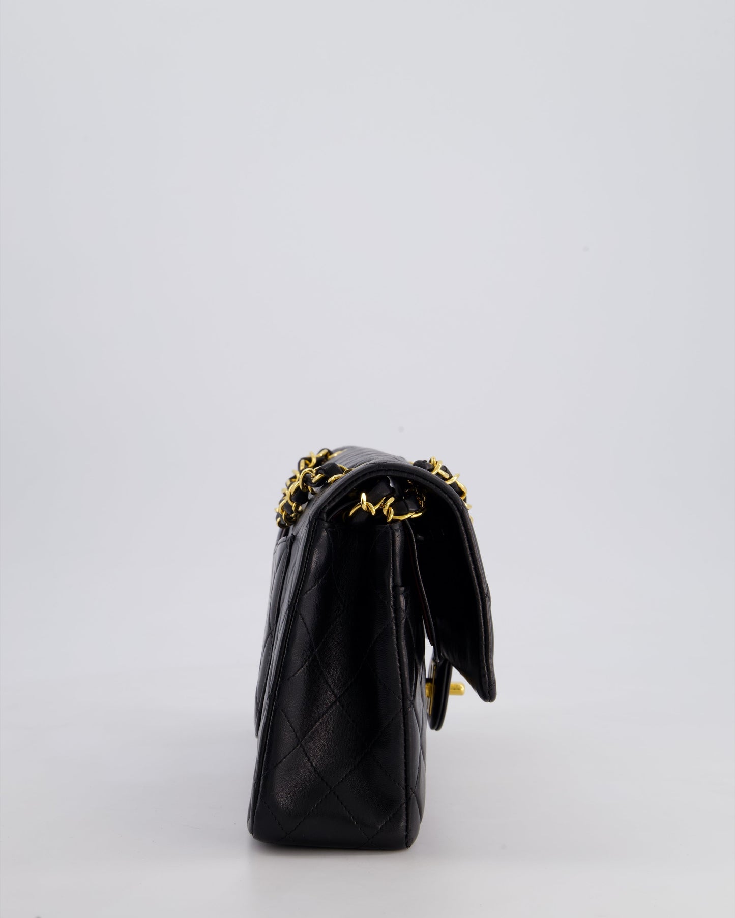 *AMAZING CONDITION* Chanel Vintage Black Medium Classic Double Flap Bag in Lambskin Leather with 24k Gold Hardware