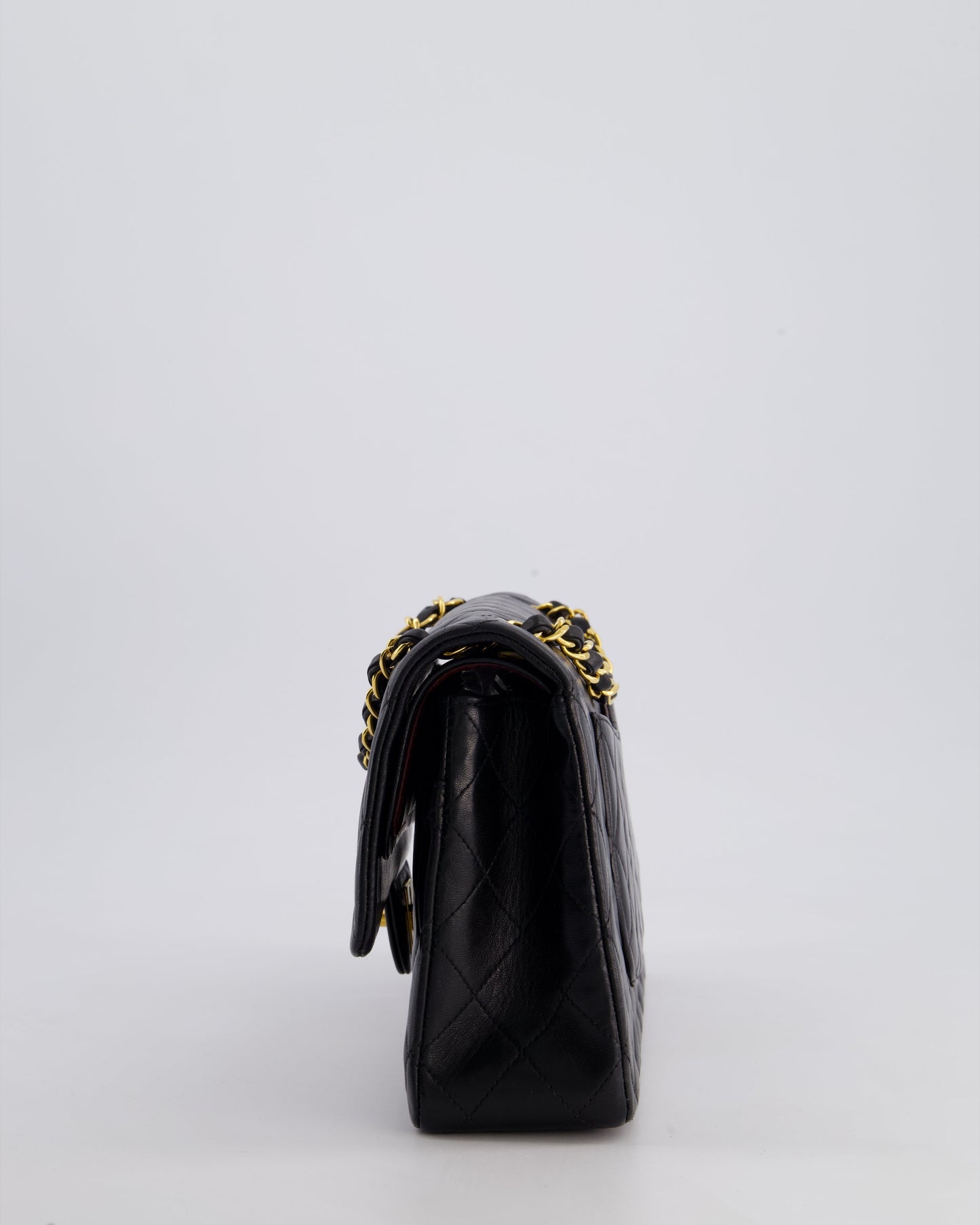 *AMAZING CONDITION* Chanel Vintage Black Medium Classic Double Flap Bag in Lambskin Leather with 24k Gold Hardware