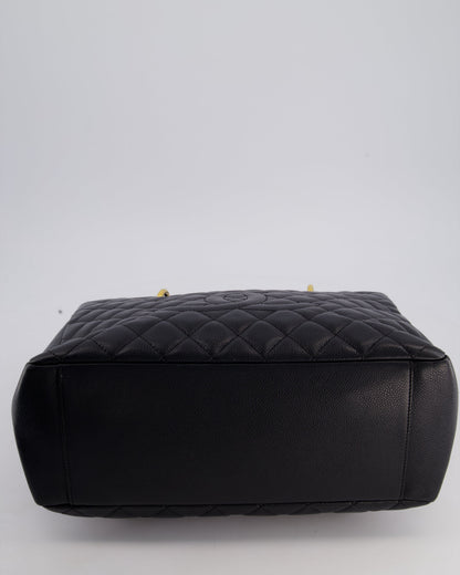 Chanel Black GST Grand Shopper Tote Bag in Caviar Leather with Gold Hardware