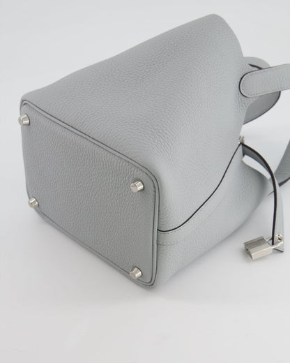 *RARE*  Hermes Picotin 18cm in Bleu Glacier Clemence Leather with Palladium Hardware