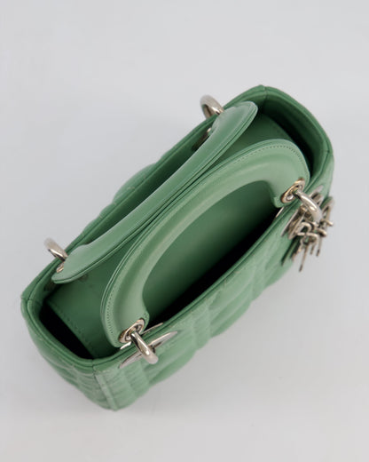 Christian Dior Mini Lady Dior Bag in Pistachio Green Lambskin Leather with Silver Hardware