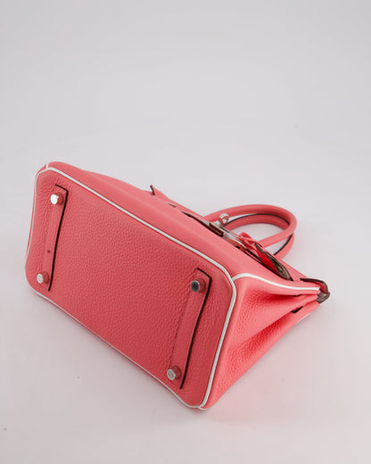 *RARE* Hermès Birkin HSS 25cm Retourne in Rose D'Ete and White Clemence Leather with Palladium Hardware&nbsp;
