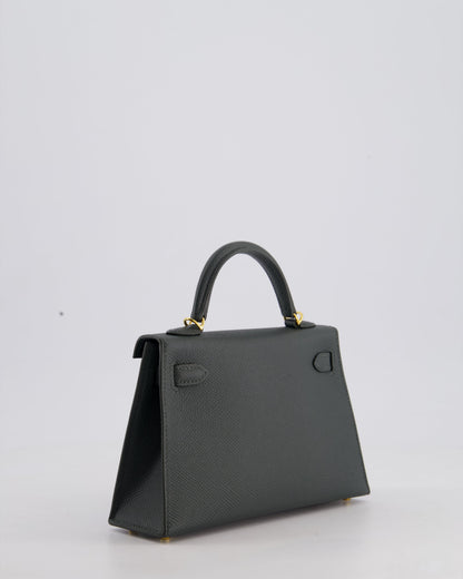 Hermès Mini Kelly II 20cm Bag In Vert Mangrove Epsom Leather with Gold Hardware