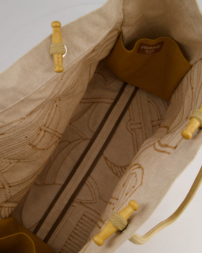 Hermes Beige Embroidered Thalassa Beach Tote Bag