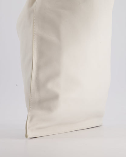 Bottega Veneta Large White Calfskin Leather Knot Clutch Bag