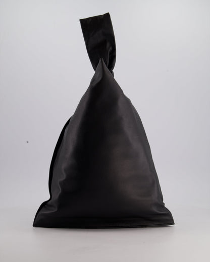 Bottega Veneta Large Black Calfskin Leather Knot Clutch Bag
