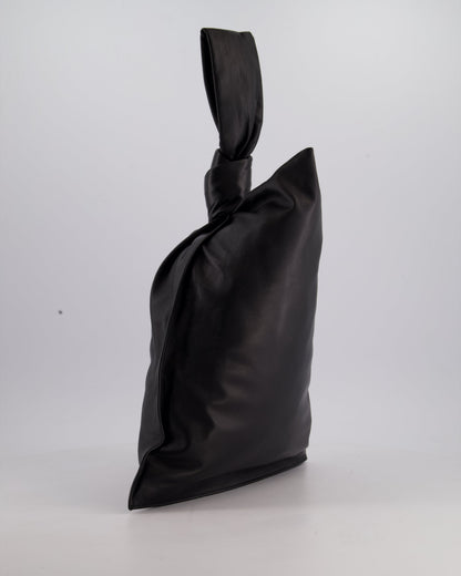 Bottega Veneta Large Black Calfskin Leather Knot Clutch Bag
