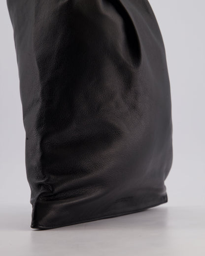 Bottega Veneta Large Black Calfskin Leather Knot Clutch Bag