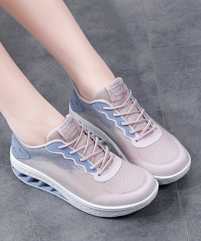Pink Blue Platform Breathable Mesh Casual Flats Shoes Cross Strap