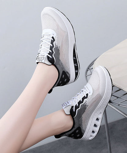 Pink Blue Platform Breathable Mesh Casual Flats Shoes Cross Strap