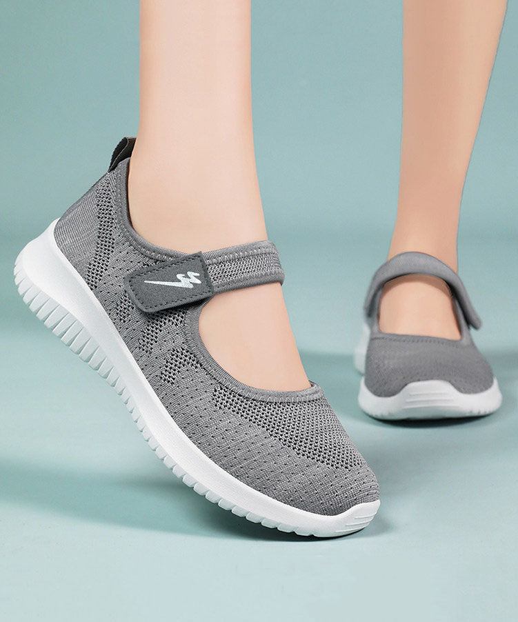 Pink Breathable Mesh Casual Flat Shoes Buckle Strap